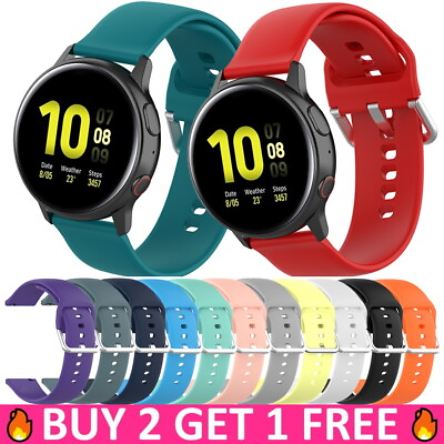 #ad For Samsung Galaxy Watch 3 41mm Active 2 40mm 44mm Silicone 20mm Band Strap $4.99