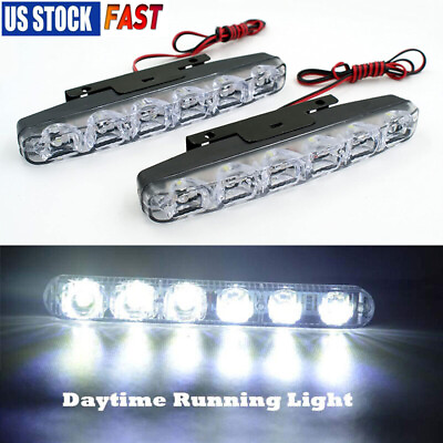 #ad 2pcs Hyper White 6 LED DRL Daytime Running LED Clear Fog Light Bumper Lamps 12V $8.92
