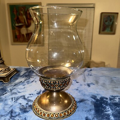 #ad Brass base glass bowl $18.00