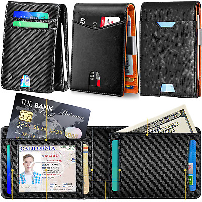 #ad RFID Blocking Minimalist Slim Wallet for Men Money Clip Front Pocket Purse Gifts $14.99