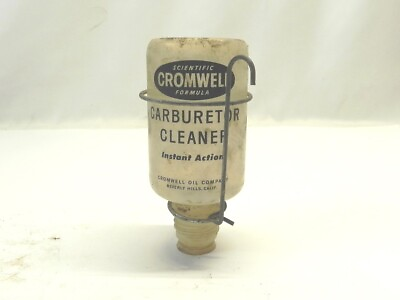 #ad #ad VINTAGE CROMWELL CARBURETOR CLEANER BOTTLE WITH MOUNT BRACKET NO LID EMPTY USED $17.97