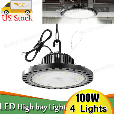 #ad 4x Bright 100W UFO Led High Bay Light Workshop Gym Factory Commercial Lighting $80.99