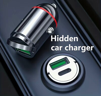 #ad I Phone C Auto Charger USB C Ports Hidden Mini Car Charger METAL HOT SELLER $24.99