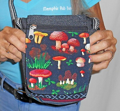 #ad KATHMANDU IMPORTS NEPAL Handmade SMALL HOBO BAG POCKETS Fair Trade MUSHROOM $32.99