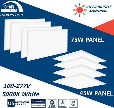 #ad 2x4 FT 2x2FT Drop Ceiling Flat Panel LightRecessed Edge Lit ETL ListedDimmable $478.48