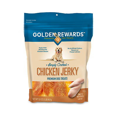 #ad Golden Rewards Chicken Flavor Premium Dry Jerky Treats for All Dogs 32 oz $19.97