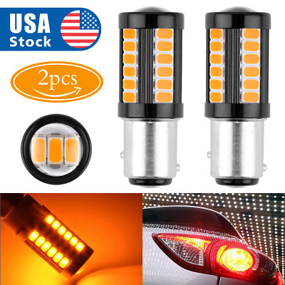 #ad 2* LED 1157 7528 Yellow Amber Blinker Lamp Turn Signal Marker Parking Light Bulb $8.99