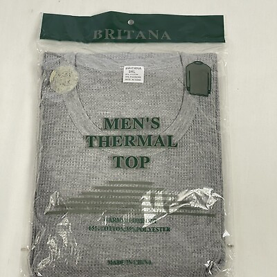 #ad NEW 3XL Long Sleeve Waffle Knit Shirt Gray Britana Brand VTG NOS 3XXX $10.00