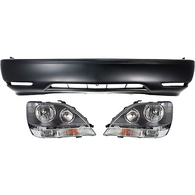 #ad Bumper Cover and Headlight Kit For 1999 2000 Lexus RX300 Front Fits Side Lamps $252.15