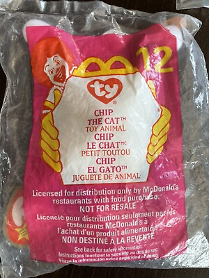 #ad 1999 #12 Chip the Cat McDonald#x27;s TY Beanie Baby In Packaging $8.00