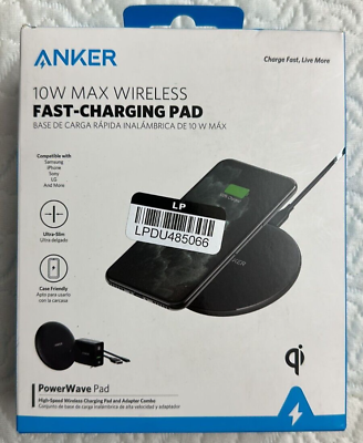 #ad Anker PowerWave 10W QI Wireless Charger Pad with Wall Charger Included Black $18.99