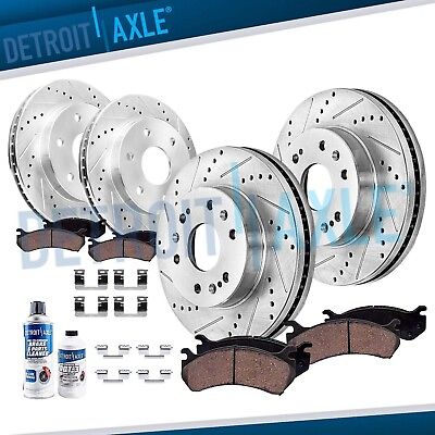 #ad Front amp; Rear Drilled Rotors Brake Pads for Chevy GMC Silverado Sierra 1500 Tahoe $249.15
