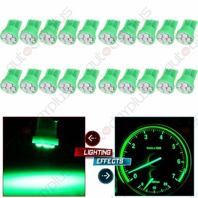 #ad 20Pcs Green LED Bulbs T10 W5W 194 Instrument Panel Clsuter Dash Light For Ford $9.49