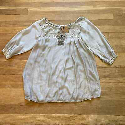 #ad NWT Amanti 100% silk 3 4 sleeve blouse shirt top size small S b25 $14.00