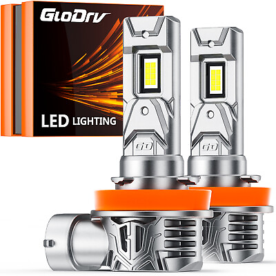 #ad GloDrv H11 LED Headlight Bulb Low Beam Fanless 6000K Pure White Plug Play 2pcs $27.96