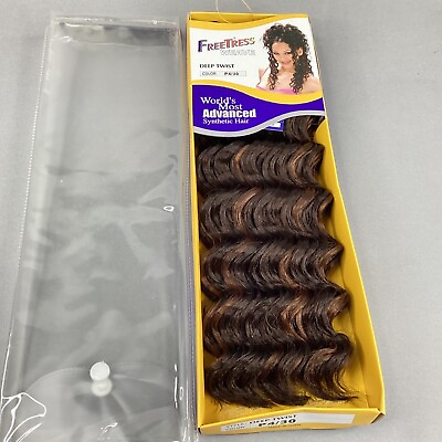 #ad Freetress Weave Deep Twist P4 30 Brown Highlights Synthetic Hair Extensions $12.99