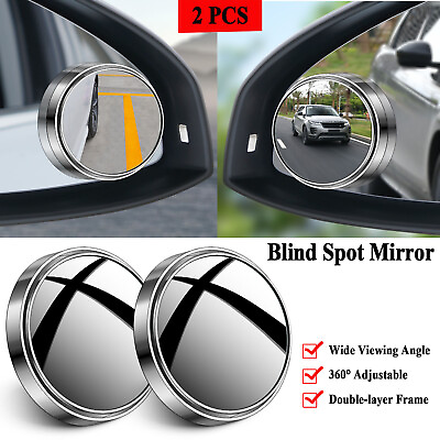 #ad 2PCS Blind Spot Mirrors Round HD Glass Convex 360° Side Rear View Mirror For Car $3.19