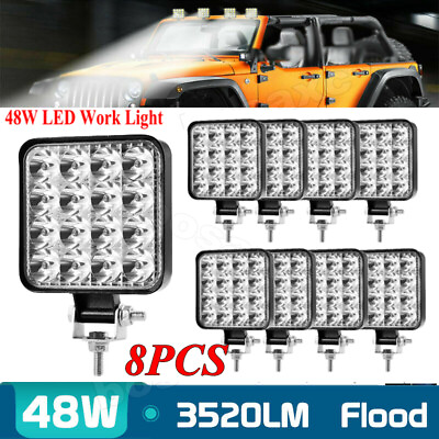 #ad 8x 48W LED Work Light Truck OffRoad Tractor Flood Lights Lamp 12V 24V Square US $34.99