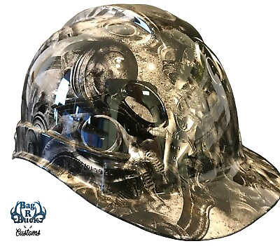 Hydro Dipped Custom Hard Hat High Gloss White Turbo and Piston 6 Point Harness $75.00