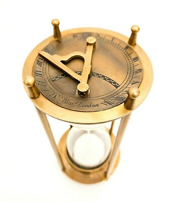 #ad Antique Maritime Brass Sundial Top Sand Timer Vintage Decorative Brass Hourglass GBP 27.99