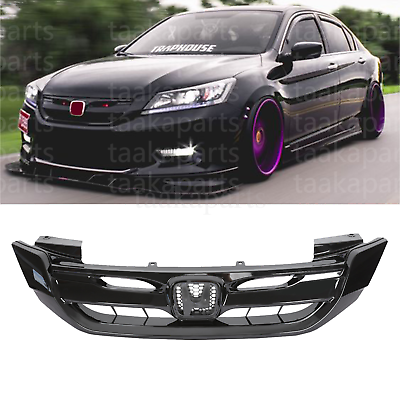 #ad For 2013 15 13 Honda Accord 4 Door Gloss Black JDM Mod Style Front Bumper Grille $57.00
