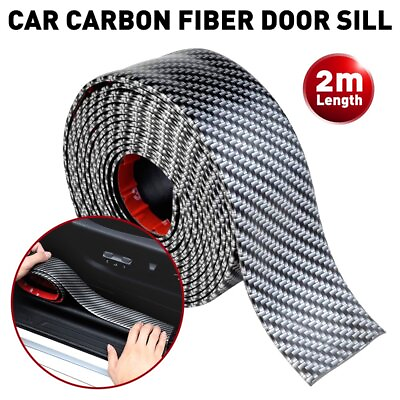 #ad 2M Car Carbon Fiber Door Plate Bumper Sill Scuff Cover Anti Scratch Sticker New $9.19