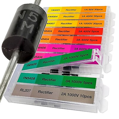 #ad 130 pcs 7 Value Rectifier Diode Kit Diode Assortment Kit Contains Pack of Assort $12.50