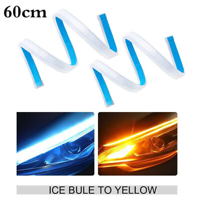 #ad ICE Blue amp;Amber Flexible Car Soft Tube LED Strip Light DRL Daytime Running Lamps $10.98