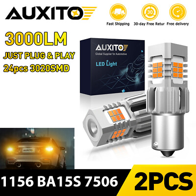 #ad AUXITO 2PCS Canbus 1156 7506 Yellow Amber LED Turn Signal Light Bulb Autopart UK GBP 18.49