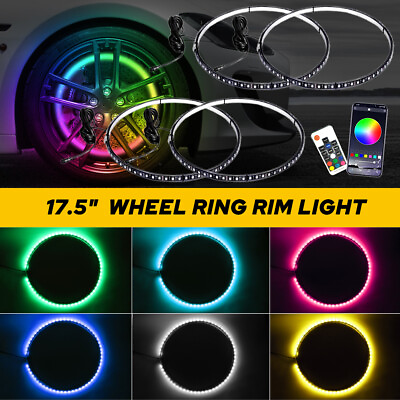 #ad 17.5#x27;#x27; LED Wheel Ring Lamp Reversing Brake RGB Row Color Bluetooth APP Control $79.99