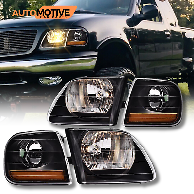 #ad For 1997 2003 Ford F 150 99 02 Expedition Black Headlight LampCorner LeftRight $129.94