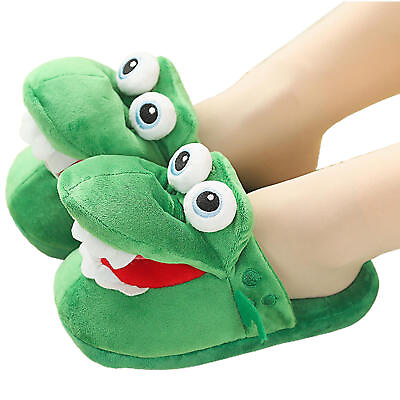 #ad Crocodile Cotton Slippers Funny Mouth Will Move Shoes Winter Indoor Warm $20.32