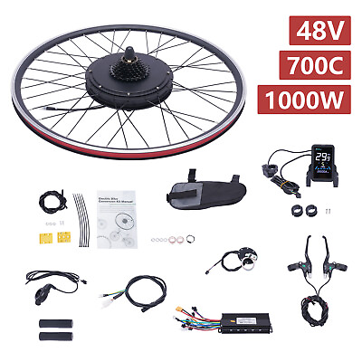 #ad 700C 28quot; 29#x27;#x27; 1000W LCD Electric Bicycle Motor Conversion Kit Ebike Rear Wheel $228.10