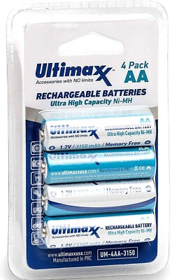 #ad 4X High Capacity Batteries AA NiMH Rechargeable Battery 3150mAh $12.99