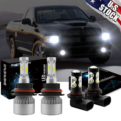 #ad 4x Combo LED Headlight Fog Light Bulbs for Dodge Ram 1500 2500 3500 2002 2005 $31.99