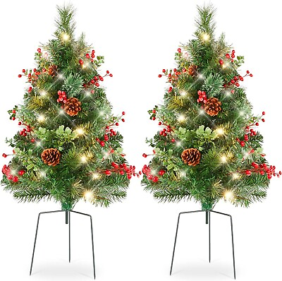 #ad 2PCS Pre Lit Christmas Tree Artificial Pathway Xmas Tree $42.74
