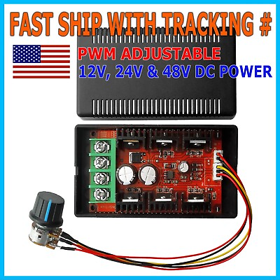 #ad PWM DC Motor Speed Controller Adjustable Variable Switch HHO Driver 12V 24V 48V $7.95