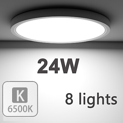 #ad 8pcs 24W LED Panel Ceiling Lights Ultra Thin Home Bedroom Kitchen Fixtures 6000K $61.99