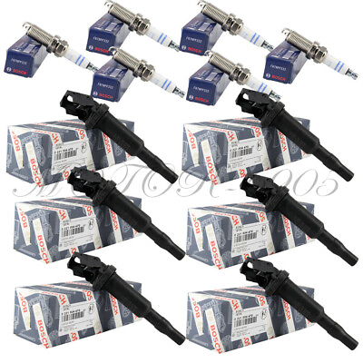 #ad 6 OEM For BOSCH Ignition Coils 0221504470 6 Spark Plugs kit 12122158253 For BMW $105.99