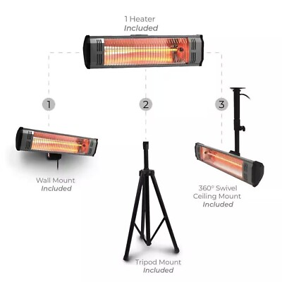 #ad 1500 Watt Electric Infrared Quartz Portable Space Heater with Tripod Mount $119.99