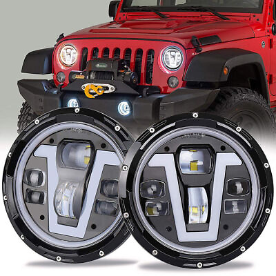 #ad 2Pcs 50W Front Headlights Assembly Head Lamp Kit for Jeep Wrangler JK LJ CJ TJ $167.99