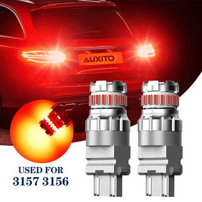 #ad 2X AUXITO 3157 3156 Red LED Brake Tail Light Turn Signal Bulbs Canbus Error Free $14.97