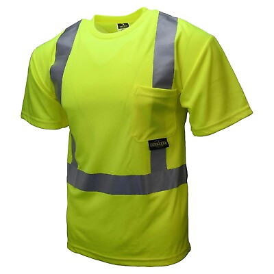 #ad High Visibility ANSI Class 2 Hi Vis Lime Reflective Road Work Safety T Shirt $11.95