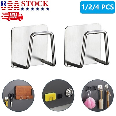 #ad 4Pcs Stainless Steel Sponge Drain Stand Adhesive Stand for Kitchen Sink Cleaning $7.99