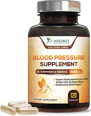 Blood Pressure Support Supplement 685mg High Potency Cardiovascular Heart Health $28.82