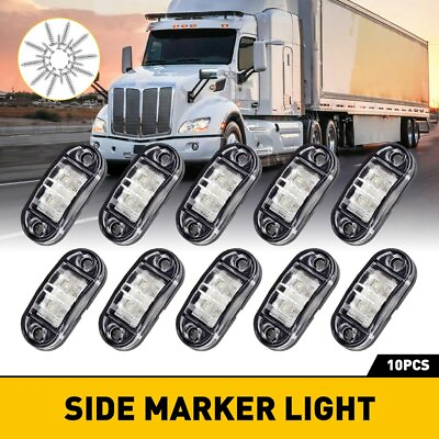 #ad 10x Oval White 2.5quot; LED Side Marker Lights Clearance Light Truck Trailer RV 12V $12.99