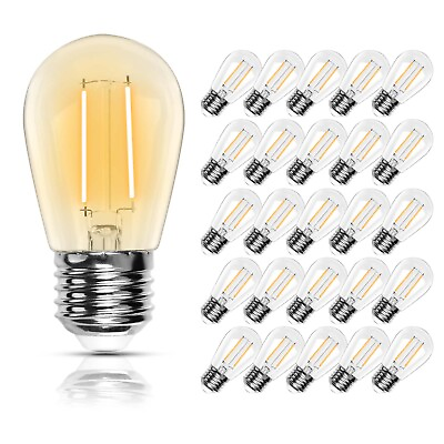 #ad LED 2W String Light Bulbs Replacement Outdoor S14 Plastic Edison Bulbs 6 15 25P $10.22