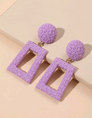 #ad Fashion Geometric Earring For Women Purple Lavender Color Drop Jewelry Elegant $12.99