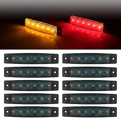 #ad 10x LED Side Marker Amber Red Lights Clearance Light Truck Trailer RV Waterproof $12.92