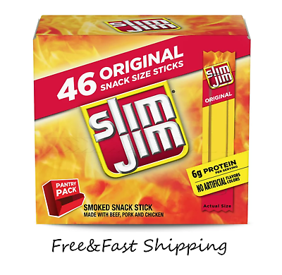 #ad Slim Jim Snack Sized Smoked Meat Stick Original Flavor 0.28 Oz 46 CT New $11.28